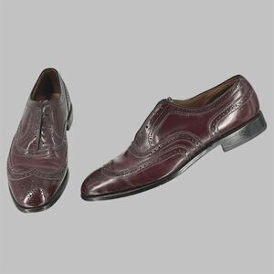 Allen Edmonds McAllister Men’s 12 B Burgundy Leather Wingtip Oxford Dress Shoes